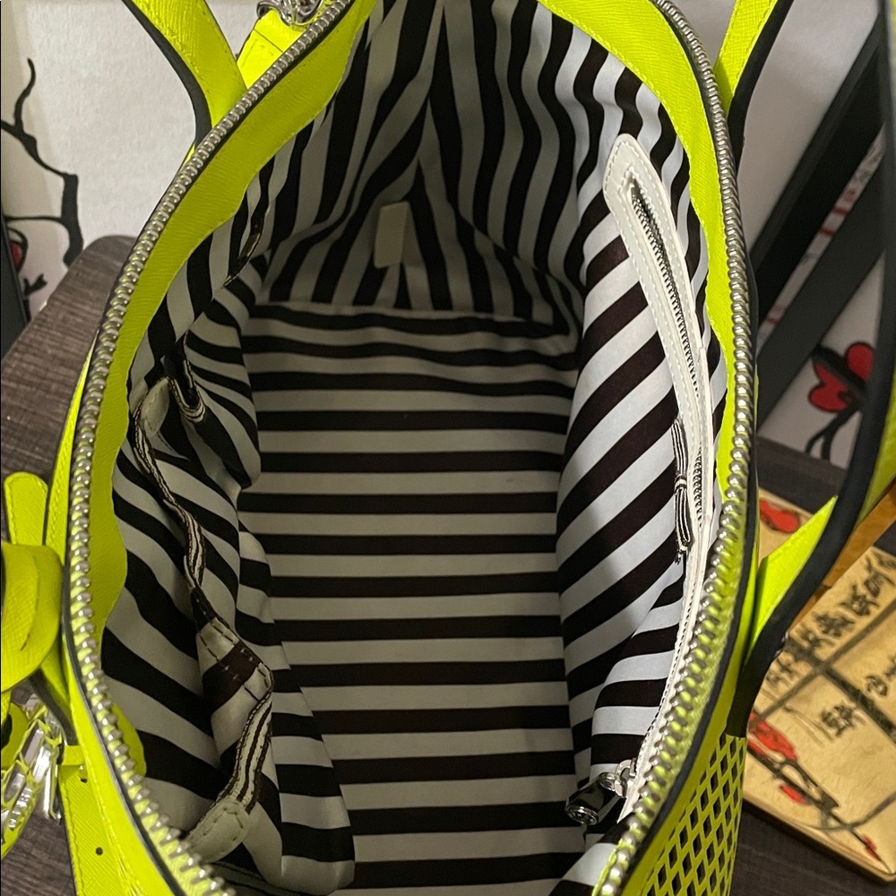 Henri Bendel Rare Neon Yellow Mesh Tote with Silver-Tone Charm - Picture 12 of 15